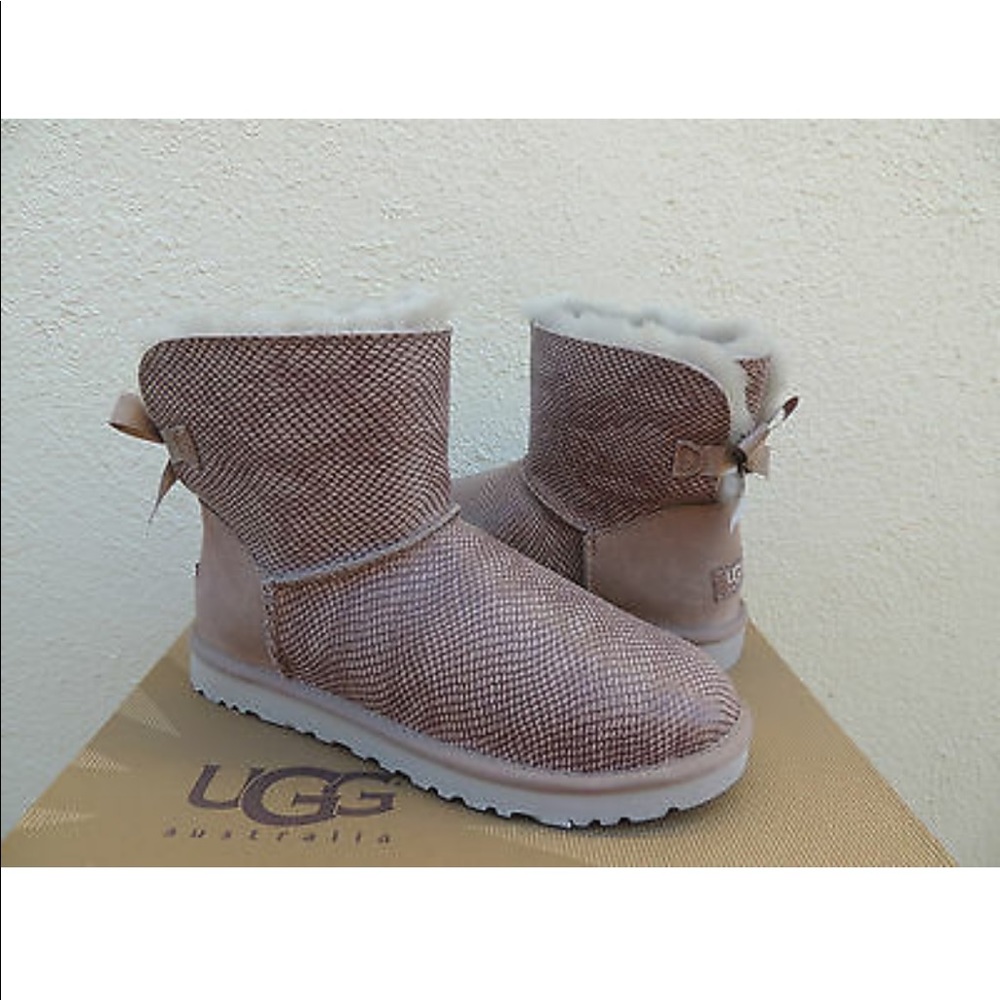 UGG Bailey Bow Shiny Reptile and K Hadley Chestnut